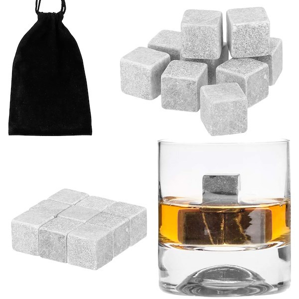 Kamienne kostki do drinków, whisky 9 szt. granitowe kostki lodu