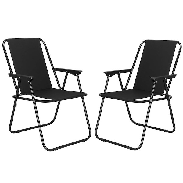 Krzesła na plaże 2 szt. wędkarskie składane krzesełka kempingowe czarne