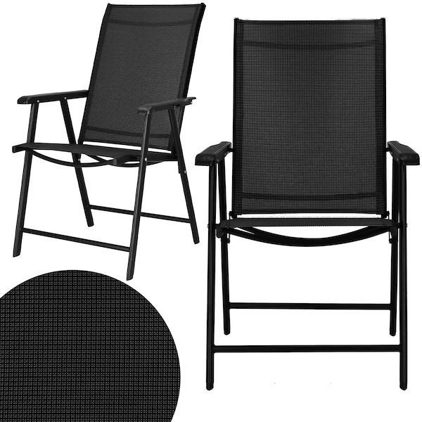 Krzesła tarasowe, komplet 2 krzeseł metalowych na balkon czarne