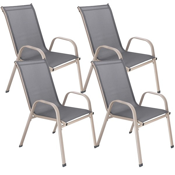 Krzesła tarasowe, komplet 4 krzeseł metalowych na balkon szare