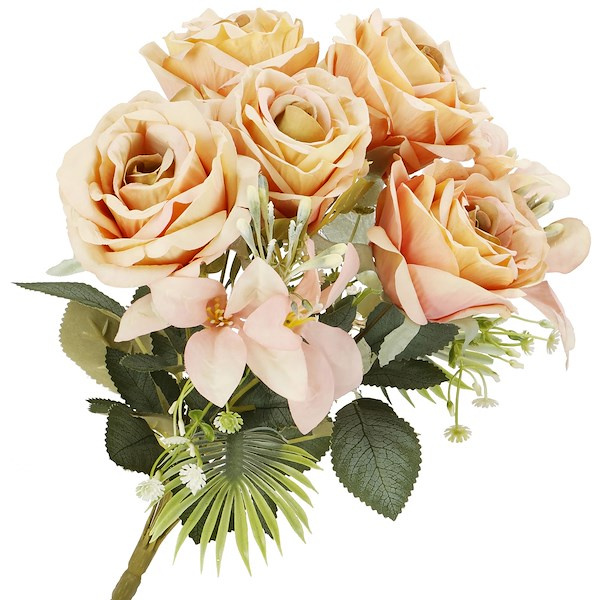 Bukiet 9 róż sztuczne kwiaty dekoracja wys. 40 cm różowe