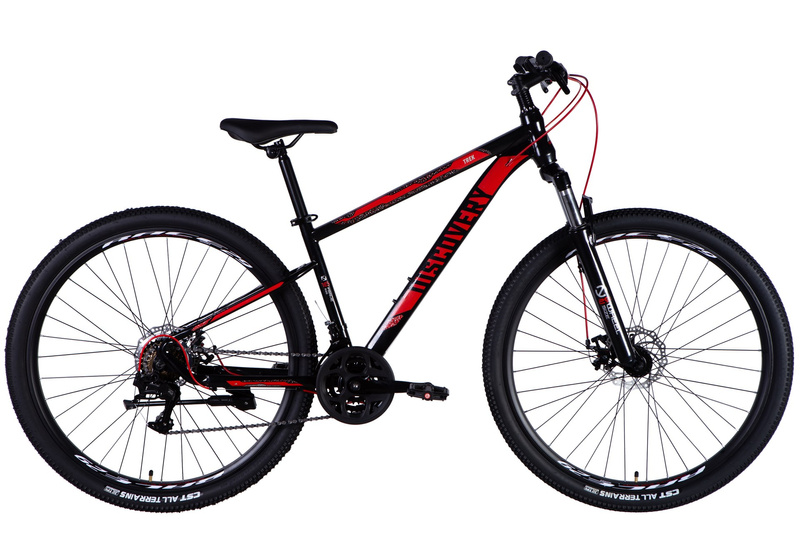 Rower górski DISCOVERY TREK DD FR 29", rama 16" z amortyzatorem czarno-czerwony