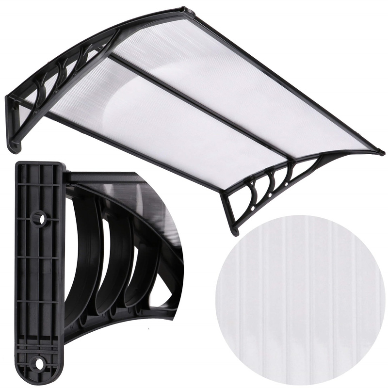 Zadaszenie łukowe nad drzwi, daszek do drzwi wejściowych, balkonowych, tarasowych 120x80 czarny, transparentny