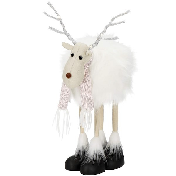 Renifer świateczny 48 cm figurka świecący łoś biały