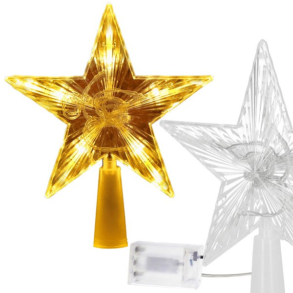 Świecąca gwiazda ledowy czubek na choinkę 10 Led szpic biały ciepły