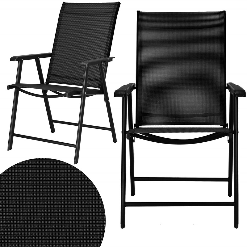 Krzesła tarasowe, komplet 2 krzeseł metalowych na balkon czarne