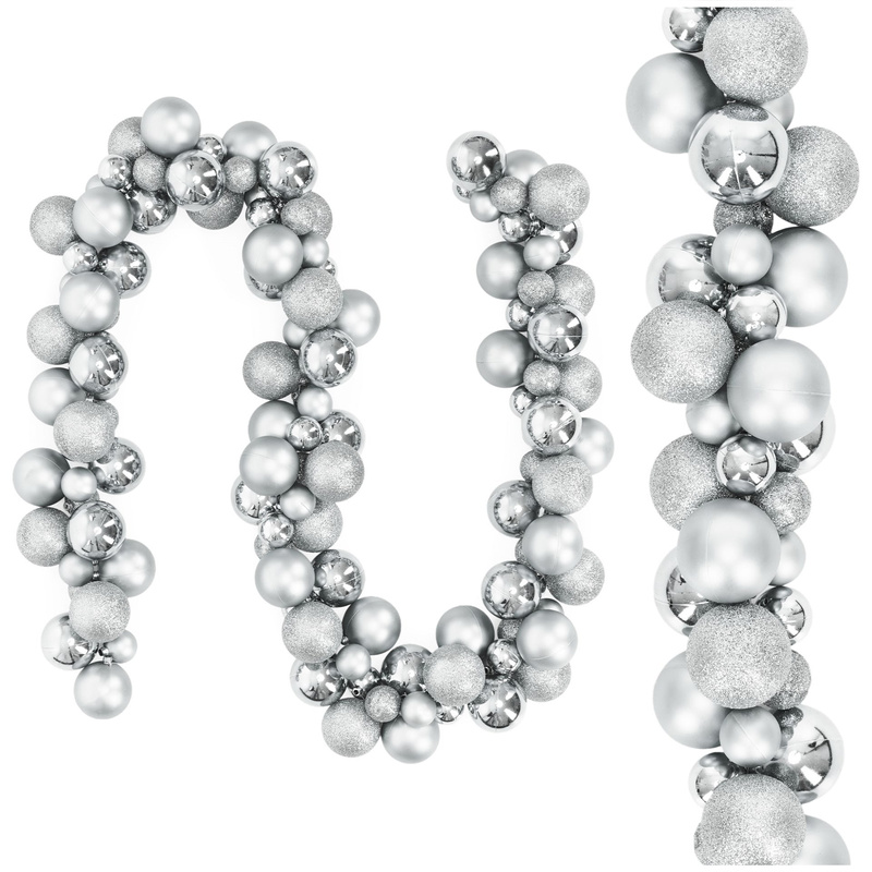 Girlanda z bombek, świąteczna 160 cm łańcuch na choinkę, srebrne