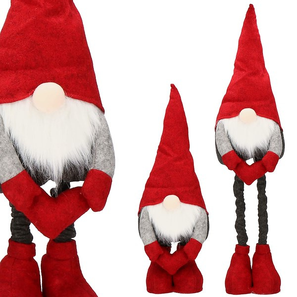 Skrzat świąteczny 50-68 cm, krasnal na teleskopowych nogach, gnom