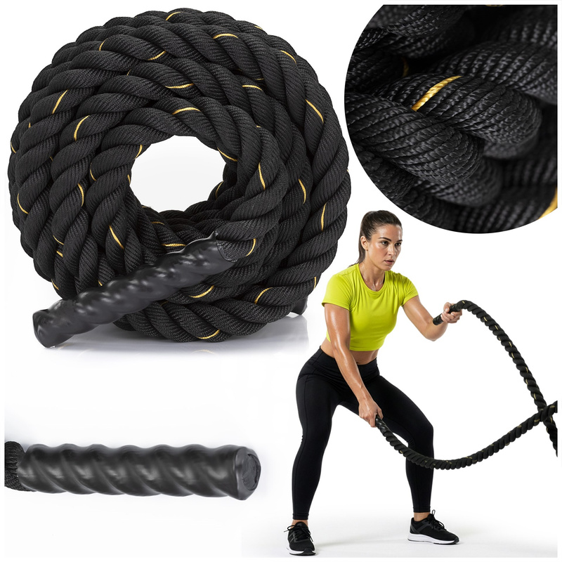 Lina treningowa 9 m Power Rope do crossfit ćwiczeń siłowych Battle Rope czarna