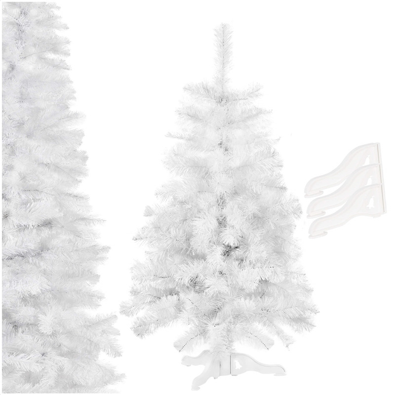 Choinka sztuczna 120 cm biała jodła jak żywa, nowoczesna, ze stojakiem