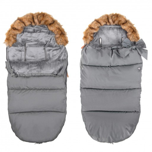 Ciemno szary śpiworek z futerkiem