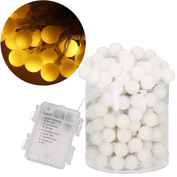 Lampki choinkowe 50 Led biały ciepły 7,5 m programator 8 trybów