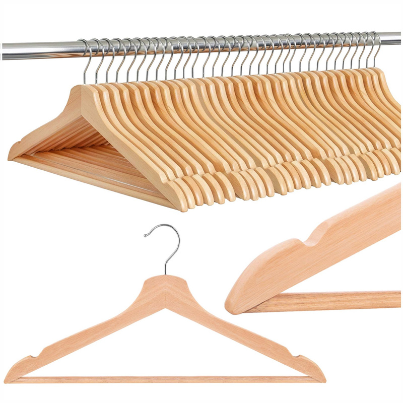 Wieszaki na ubrania do szafy, drewniane zestaw 30 szt. jasnobrązowy