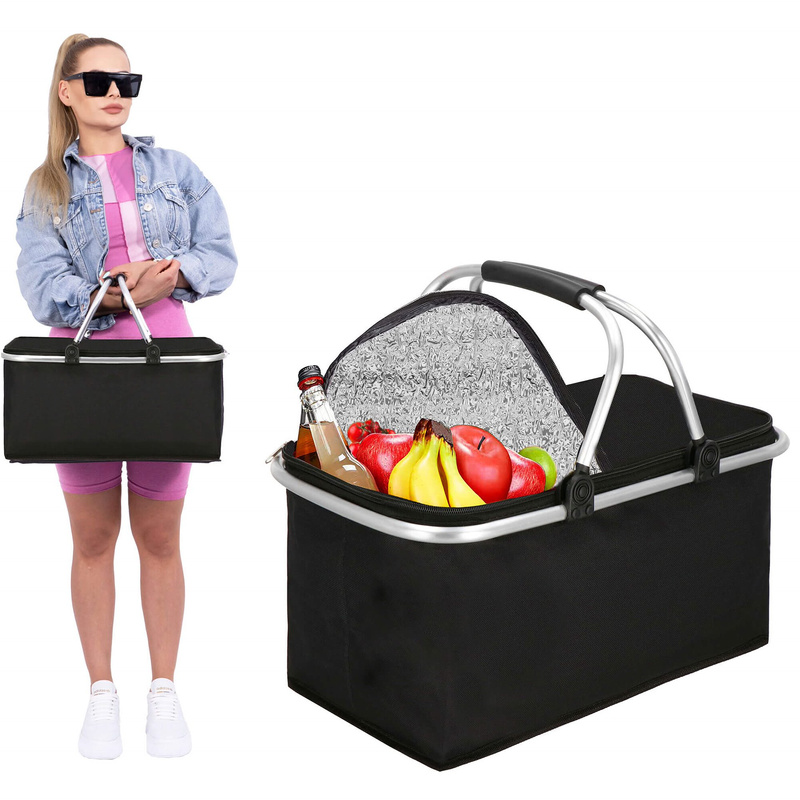 Kosz piknikowy 30L torba termiczna na jedzenie kosz termiczny czarny