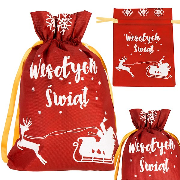 Worek na prezenty pod choinkę torba świąteczna czerwony