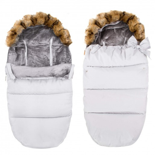 Jasno szary śpiworek z futerkiem