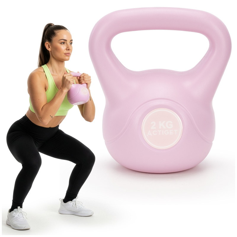Kettlebell do ćwiczeń 2 kg hantla, odważnik treningowy ABS kula różowa