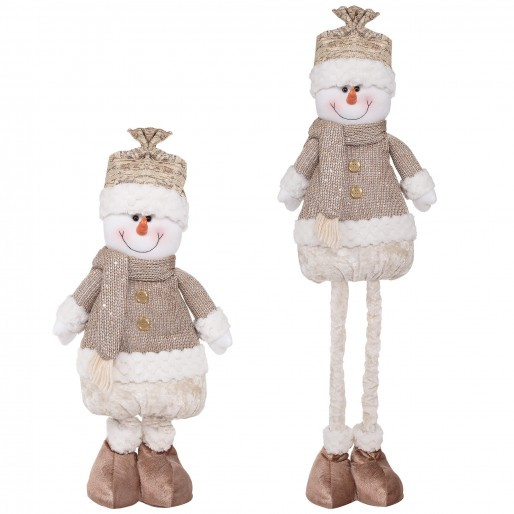 Bałwanek 45-74 cm ozdoba świąteczna, krasnal świąteczny na teleskopowych nóżkach brązowy