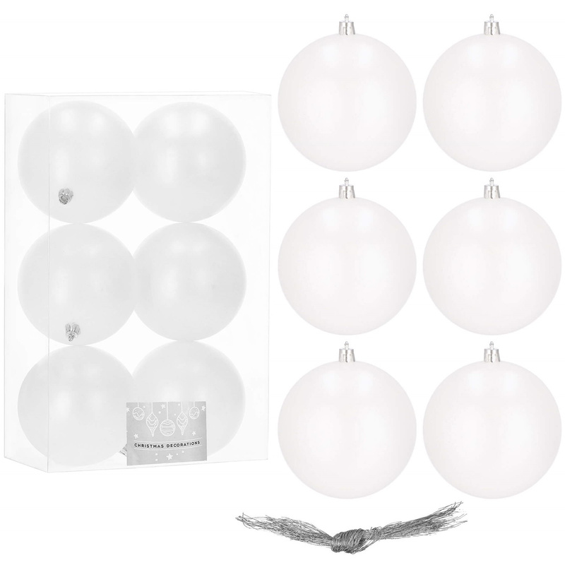 Bombki choinkowe 6 szt. ozdoby świąteczne zestaw perłowy biały