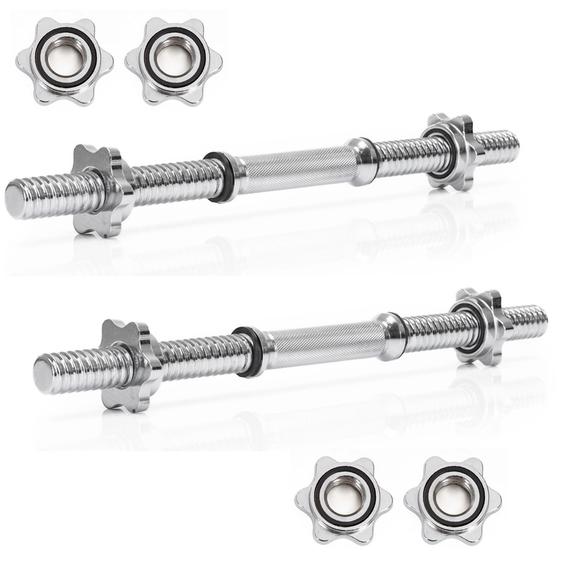 Zestaw 2 szt. gryf krótki 36 cm do treningu siłowego, do hantli 28 mm stal chromowana