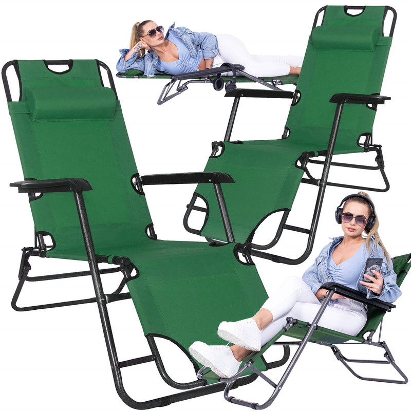 Leżak ogrodowy grawitacyjny zielony zestaw 2 szt.