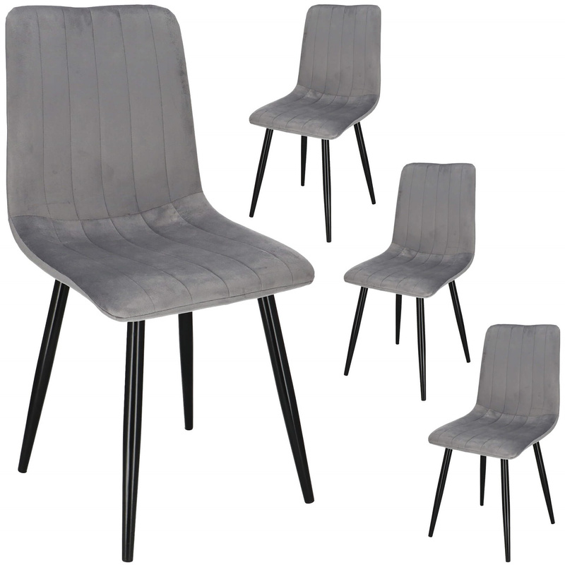 Krzesła welurowe Tedi 4 szt. do jadalni, kuchni loft szare