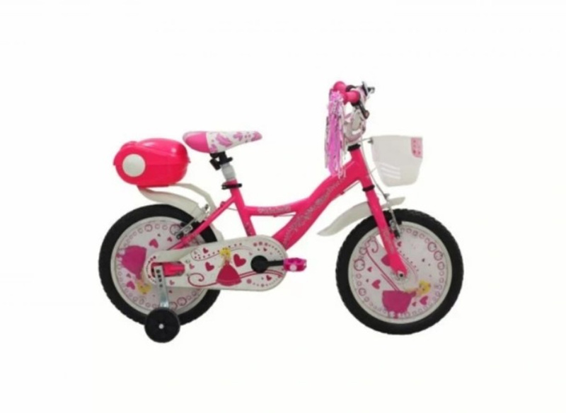 Rowerek dziecięcy dla dziewczynki EXP VISION PRINCESSE 16" TOPVELO z koszykiem różowy