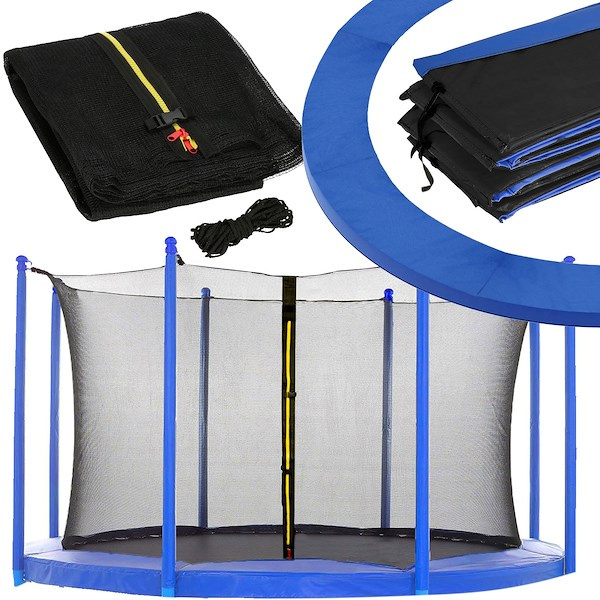 Siatka do trampoliny wewnętrzna z osłoną na sprężyny 305 cm 10 FT 8 słupków niebieska