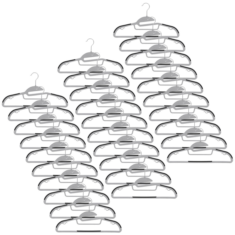 Wieszaki na ubrania, plastikowe zestaw 30 szt. antypoślizgowe szaro-czarne