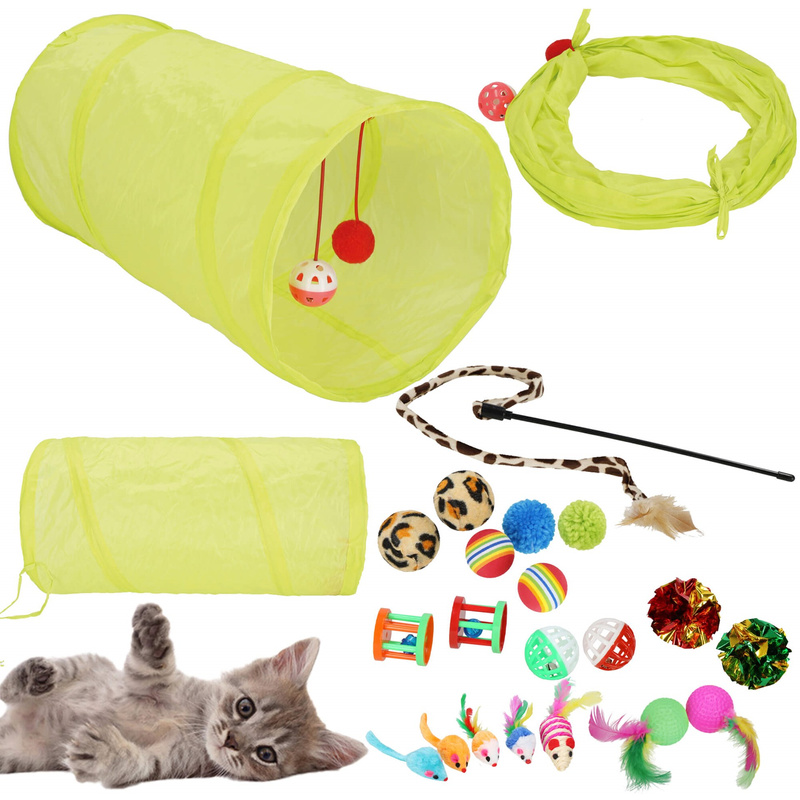 Zestaw zabawek dla kota tunel i kolorowe kulki 21 elementów