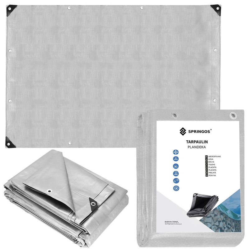 Plandeka ogrodowa 3x5 m 260 g/m2 wzmacniana płachta ochronna szara