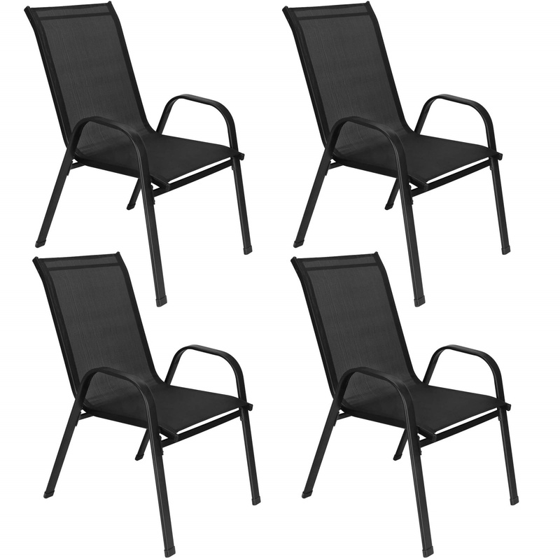 Krzesła tarasowe, zestaw 4 szt. metalowe, czarne wys. 94 cm