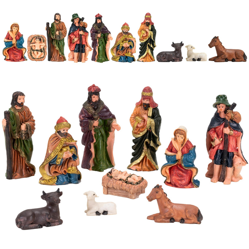 Figurki do szopki 10 szt. bożonarodzeniowe figurki z żywicy zestaw świąteczny