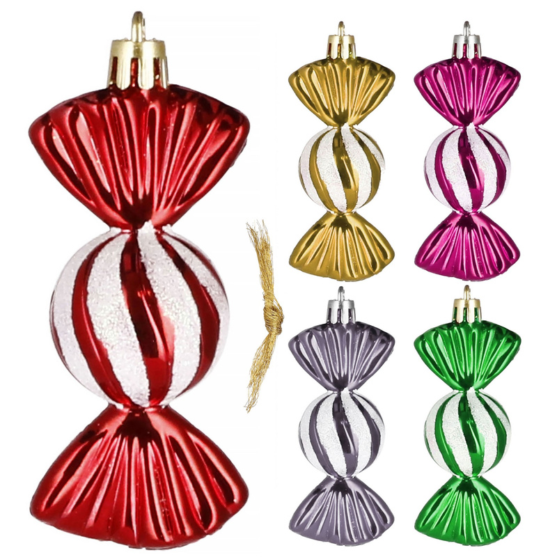 Bombki choinkowe 5 sztuk, cukierki 6 cm kolorowe