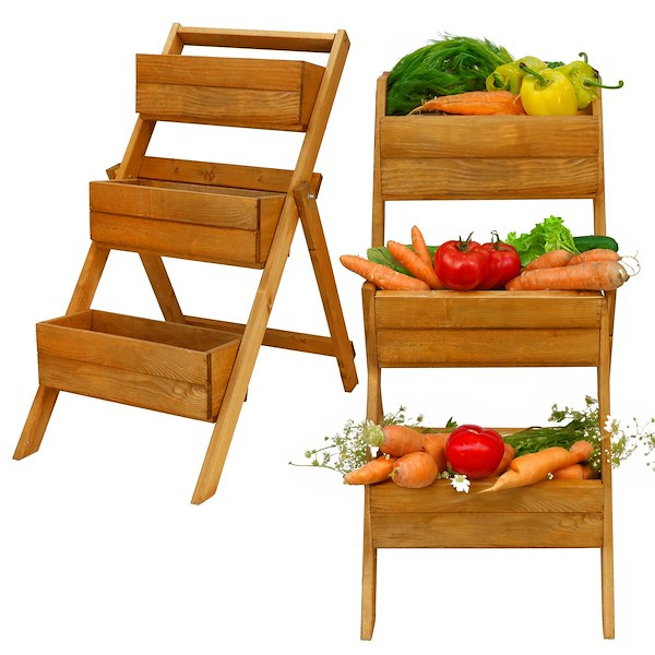 Stojak na kwiaty impregnowany drabinka z 3 donicami kwietnik ogrodowy drewniany