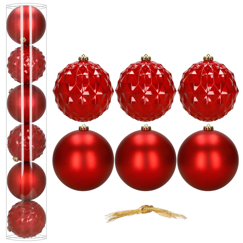 Bombki choinkowe, nietłukące 6 szt. dekoracje świąteczne 15 cm czerwone