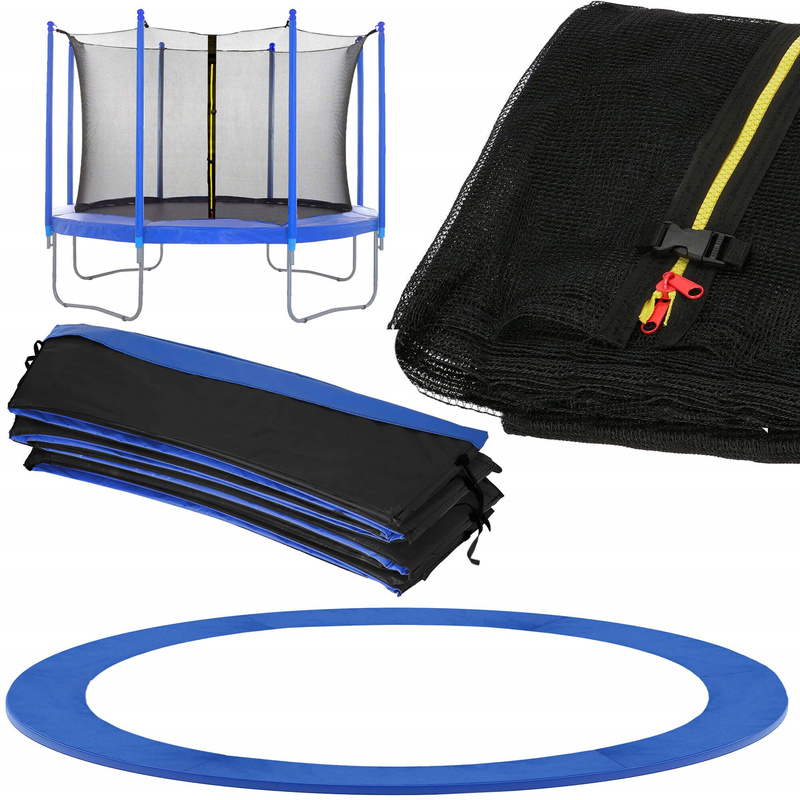 Siatka do trampoliny wewnętrzna z osłoną na sprężyny 396 cm 13 FT 8 słupków niebieska