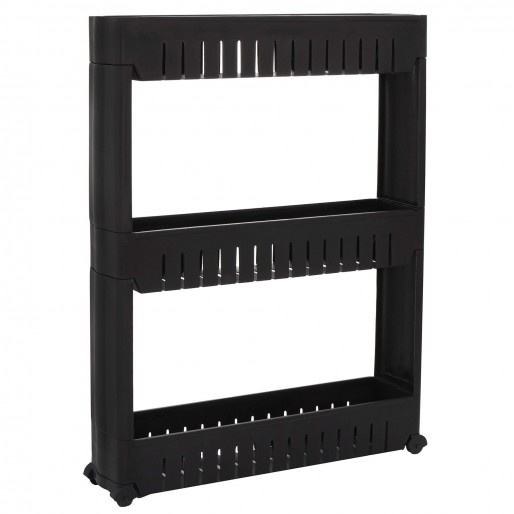 Mobilny regał na kółkach szafka łazienkowa 3 półki czarny