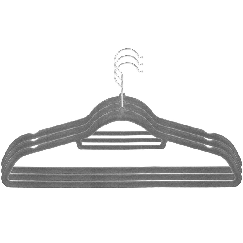 Wieszaki na ubrania 3 szt. welurowe zestaw premium szary
