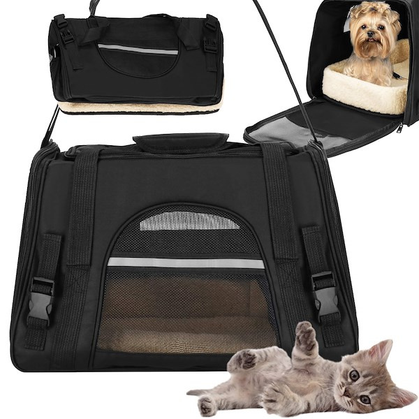 Torba przenośna dla psa, kota, nosidło dla zwierząt, transporter 27 x 44 x 24,5 cm czarny