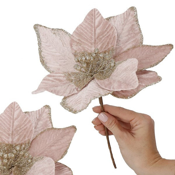 Gwiazda betlejemska sztuczna gałązka kwiat poinsecja dekoracja do domu różowy