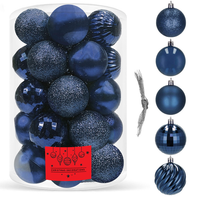 Bombki choinkowe 20 szt. ozdoby świąteczne zestaw 7 cm granatowy