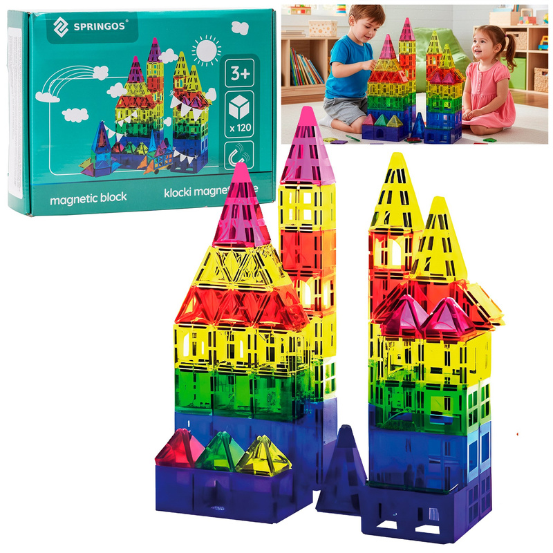 Klocki magnetyczne, samochody zestaw 120 szt. klocków konstrukcyjnych dla dzieci, kolorowe