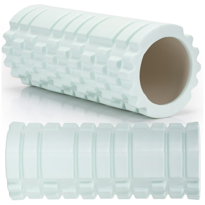 Roller fitness do masażu ciała, średnio twardy, wałek z wypustkami, miętowy