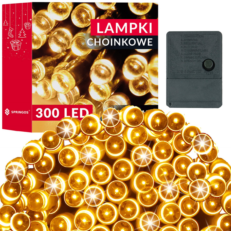 Lampki świąteczne 300 Led ciepły biały 21,5 m oświetlenie choinkowe
