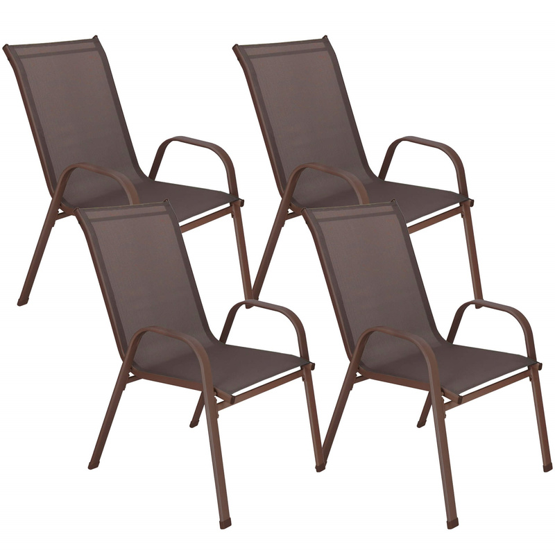 Krzesła tarasowe, komplet 4 krzeseł metalowych na balkon, do ogrodu brązowe