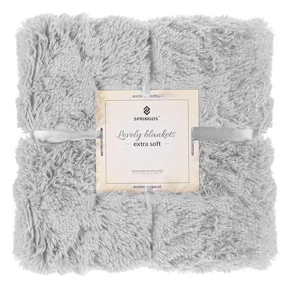 Narzuta na łóżko, koc 220x240 cm dwustronny pled na kanapę jasny szary