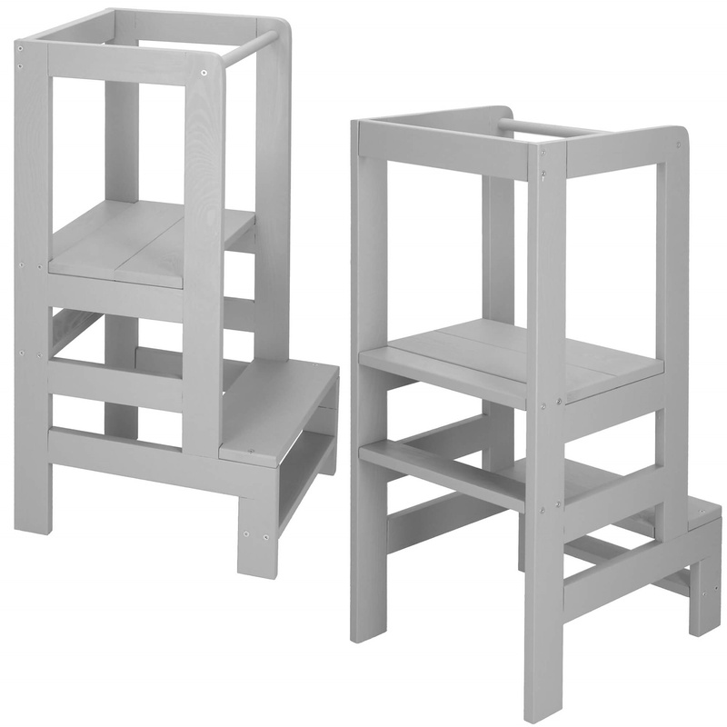 Podest kuchenny dla dzieci 3-poziomowy kitchen helper, pomocnik 90 cm szary