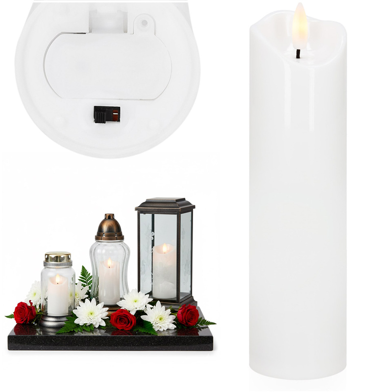 Wkład Led do znicza, świeczka elektryczna 18,5 cm świeca na baterie z ruchomym płomieniem