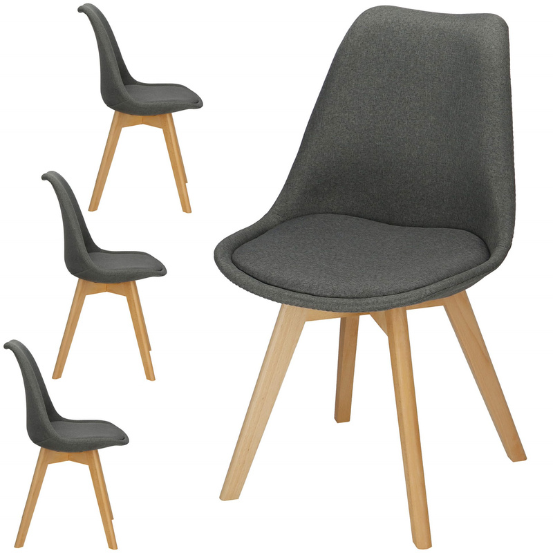 Krzesła Verde 4 szt. do jadalni, kuchni skandynawskie tapicerowane szare